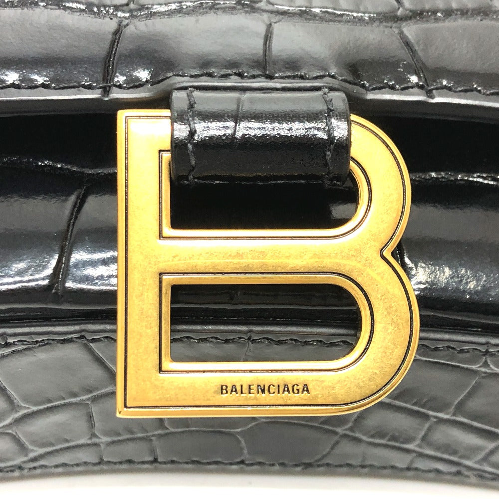 BALENCIAGA 656050 Bロゴ アワーグラス チェーンウォレット ショルダーバッグ レザー レディース ブラック - brandshop-reference
