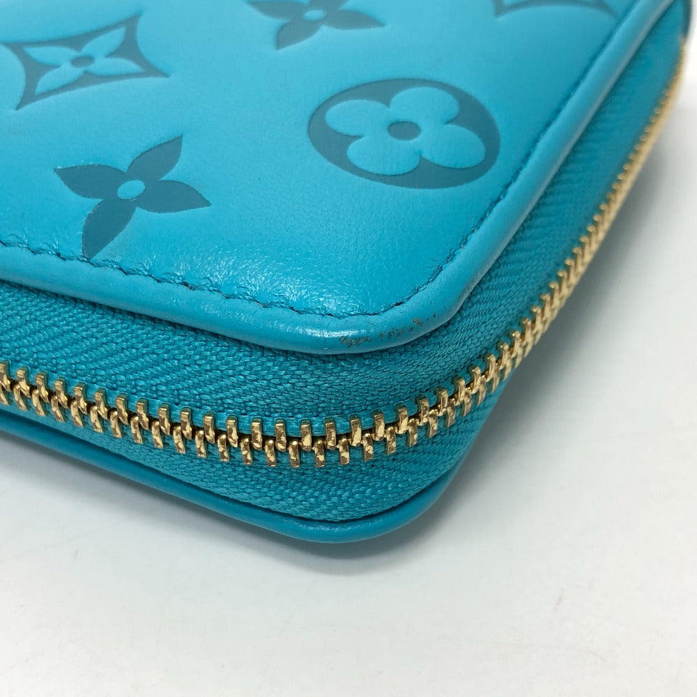 LOUIS VUITTON M81512 モノグラムエンボス ジッピーウォレット ラウンドファスナー 長財布 レザー ユニセックス ブルー - brandshop-reference