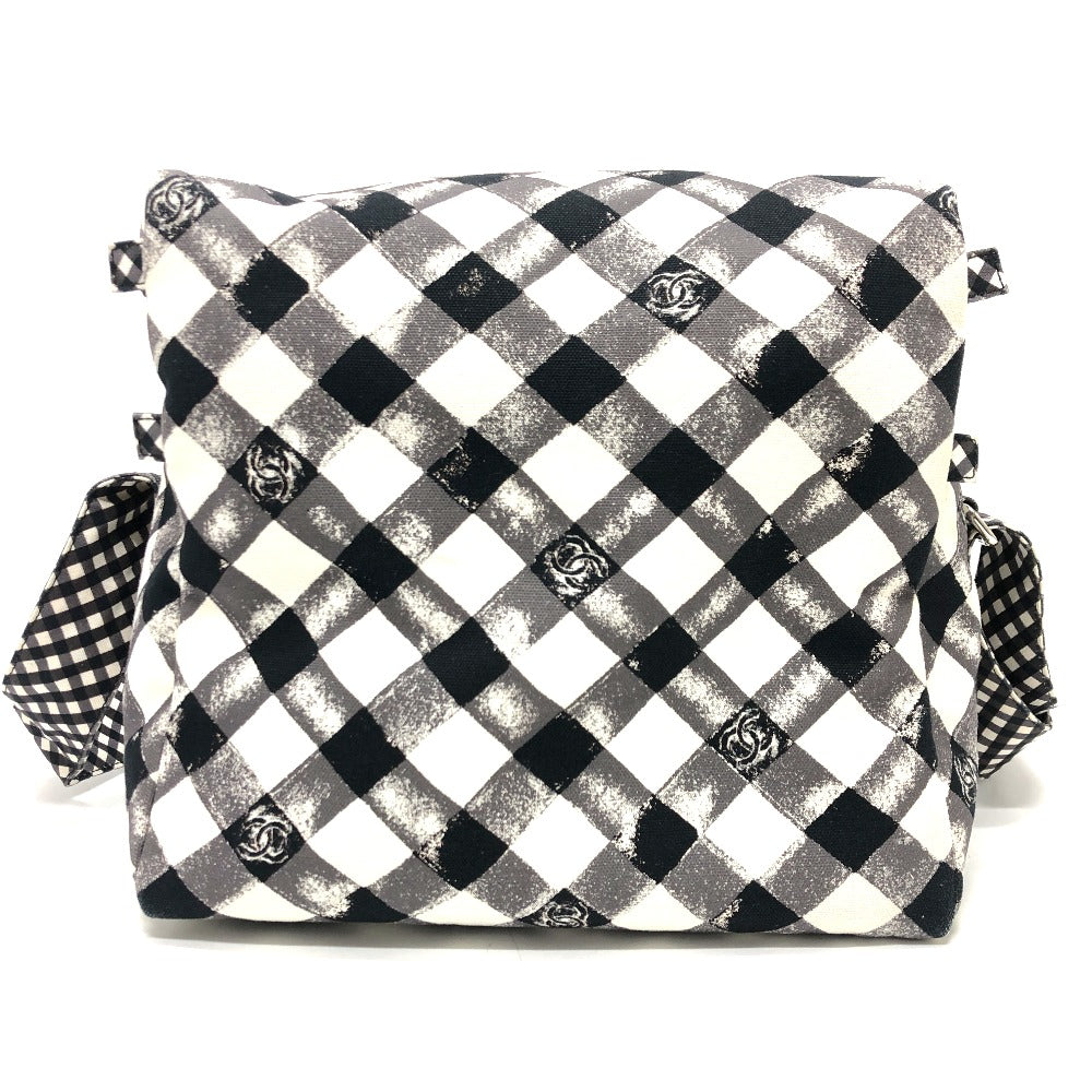 CHANEL チェック ココマーク クーラーバッグ 保冷バッグ カバン ショルダーバッグ キャンバス レディース ホワイト - brandshop-reference