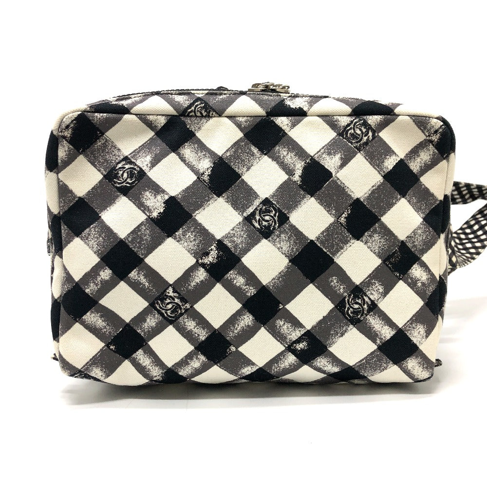 CHANEL チェック ココマーク クーラーバッグ 保冷バッグ カバン ショルダーバッグ キャンバス レディース ホワイト - brandshop-reference