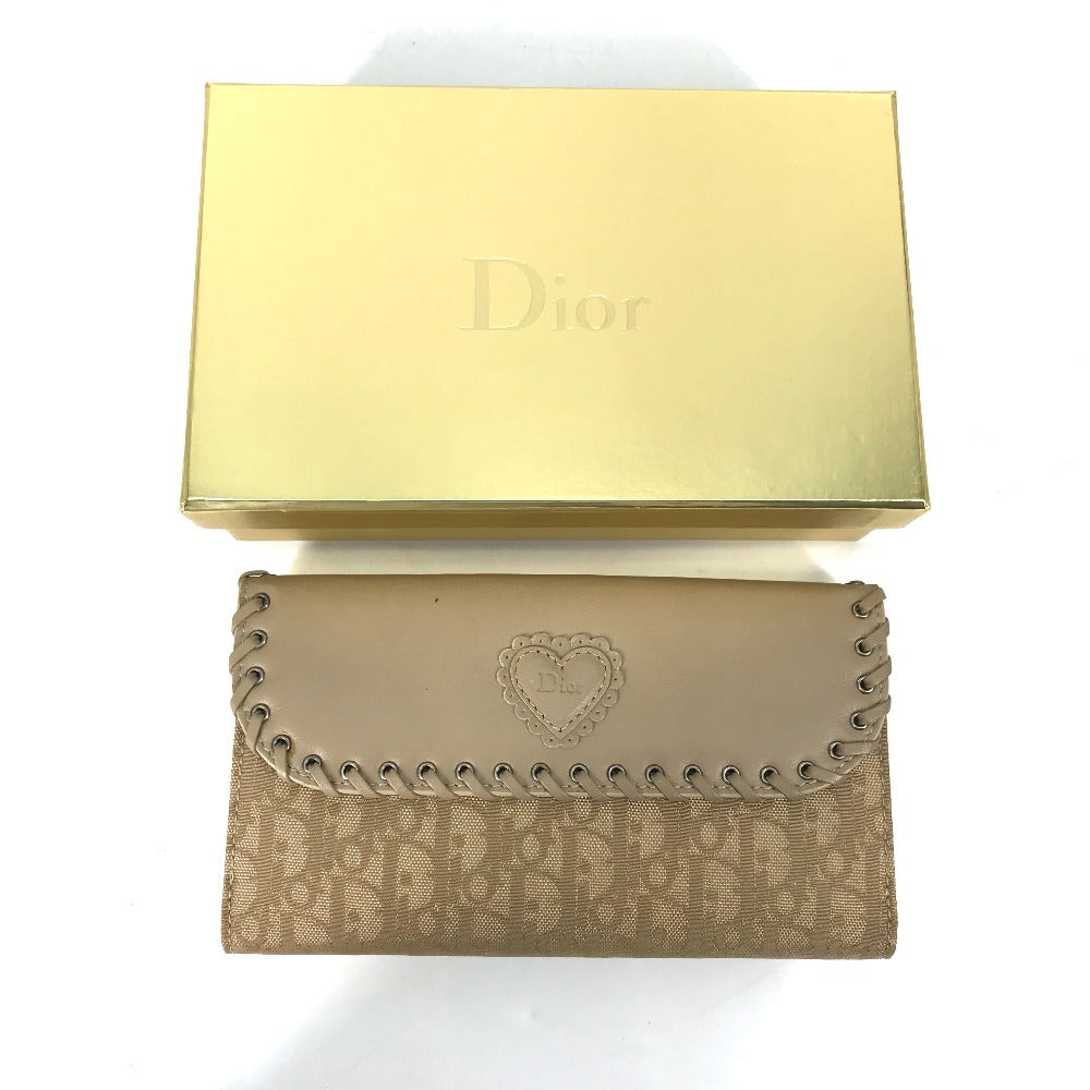Dior ハート ロゴ トロッター ロングウォレット 二つ折り 長財布 キャンバス/レザー レディース - brandshop-reference