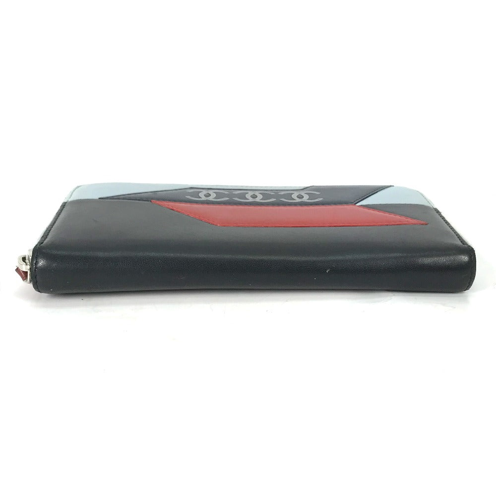 CHANEL エアライン トリプルココ ロングウォレット ラウンドファスナー 長財布 レザー レディース ブラック - brandshop-reference