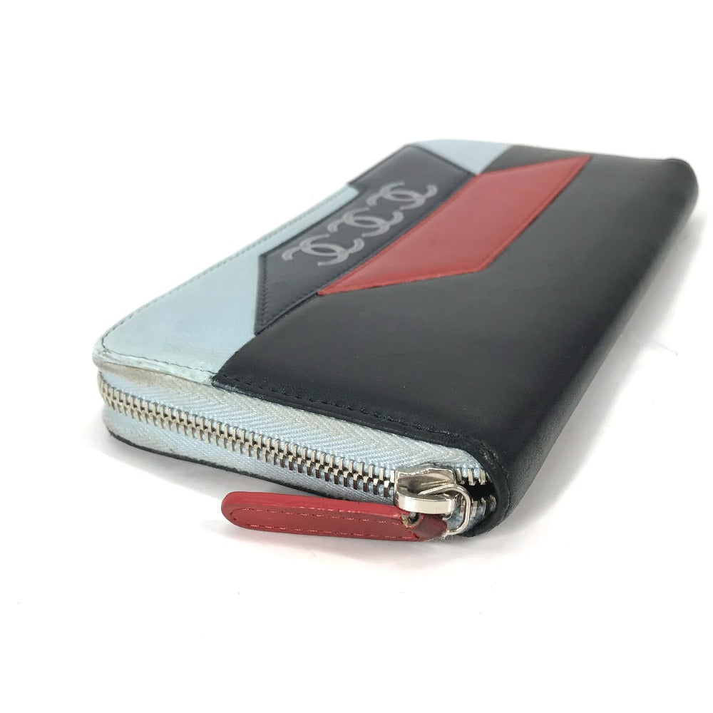 CHANEL エアライン トリプルココ ロングウォレット ラウンドファスナー 長財布 レザー レディース ブラック - brandshop-reference