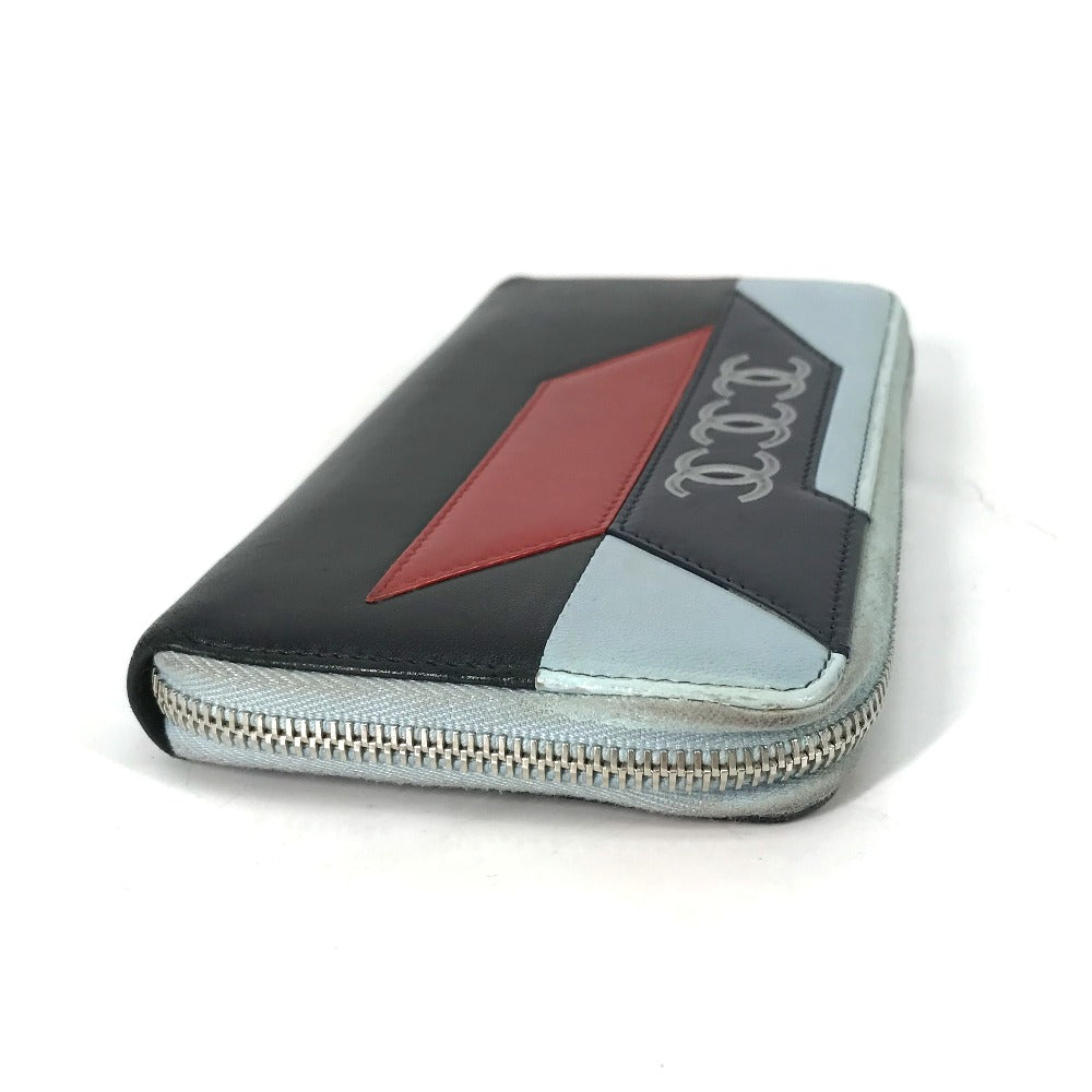 CHANEL エアライン トリプルココ ロングウォレット ラウンドファスナー 長財布 レザー レディース ブラック - brandshop-reference