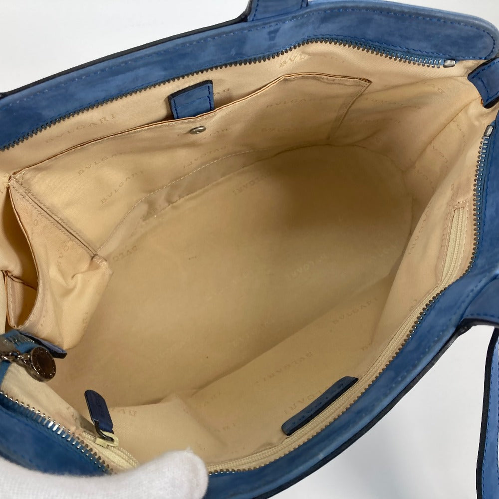 BVLGARI Tote Bag, Shoulder Bag, Décolleté 2-Way Handbag, Suede, Women's, Blue