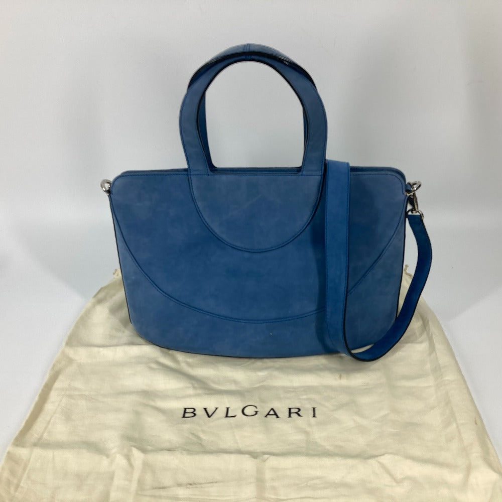 BVLGARI Tote Bag, Shoulder Bag, Décolleté 2-Way Handbag, Suede, Women's, Blue