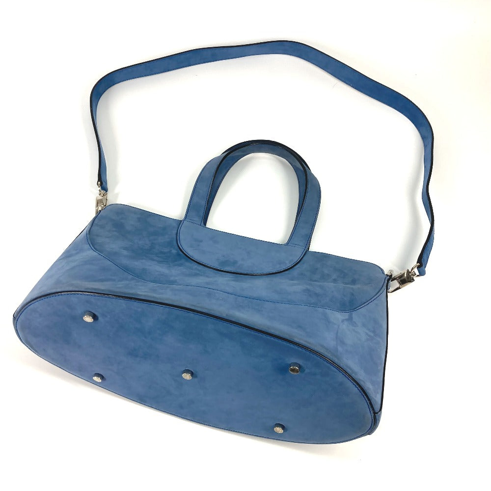 BVLGARI Tote Bag, Shoulder Bag, Décolleté 2-Way Handbag, Suede, Women's, Blue
