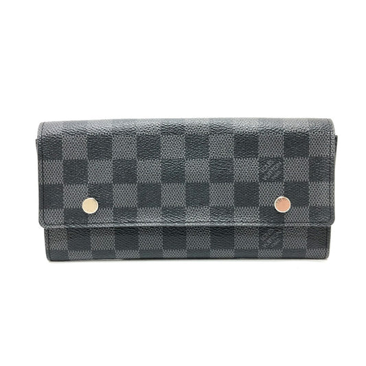 LOUIS VUITTON N63084 Damier Graphite Portefeuille Long Modular Wallet, Men's, Black, Damier Graphite Canvas