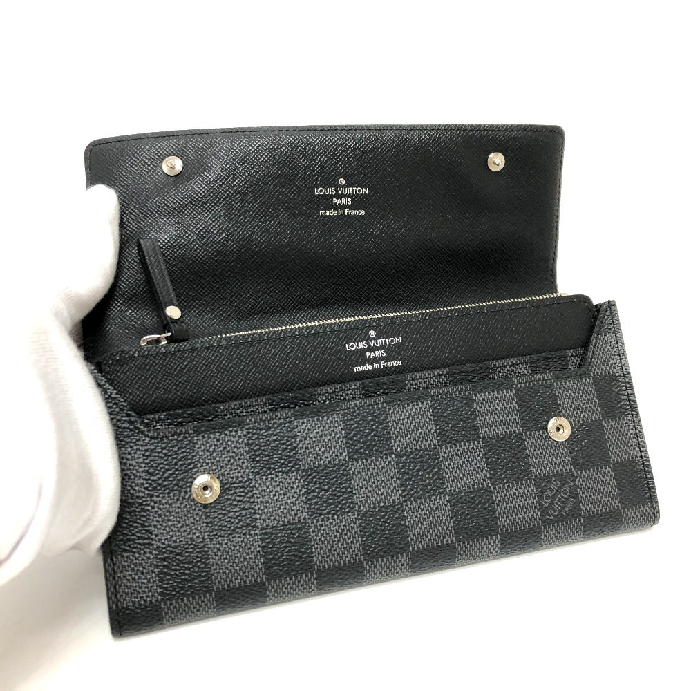 LOUIS VUITTON N63084 Damier Graphite Portefeuille Long Modular Wallet, Men's, Black, Damier Graphite Canvas