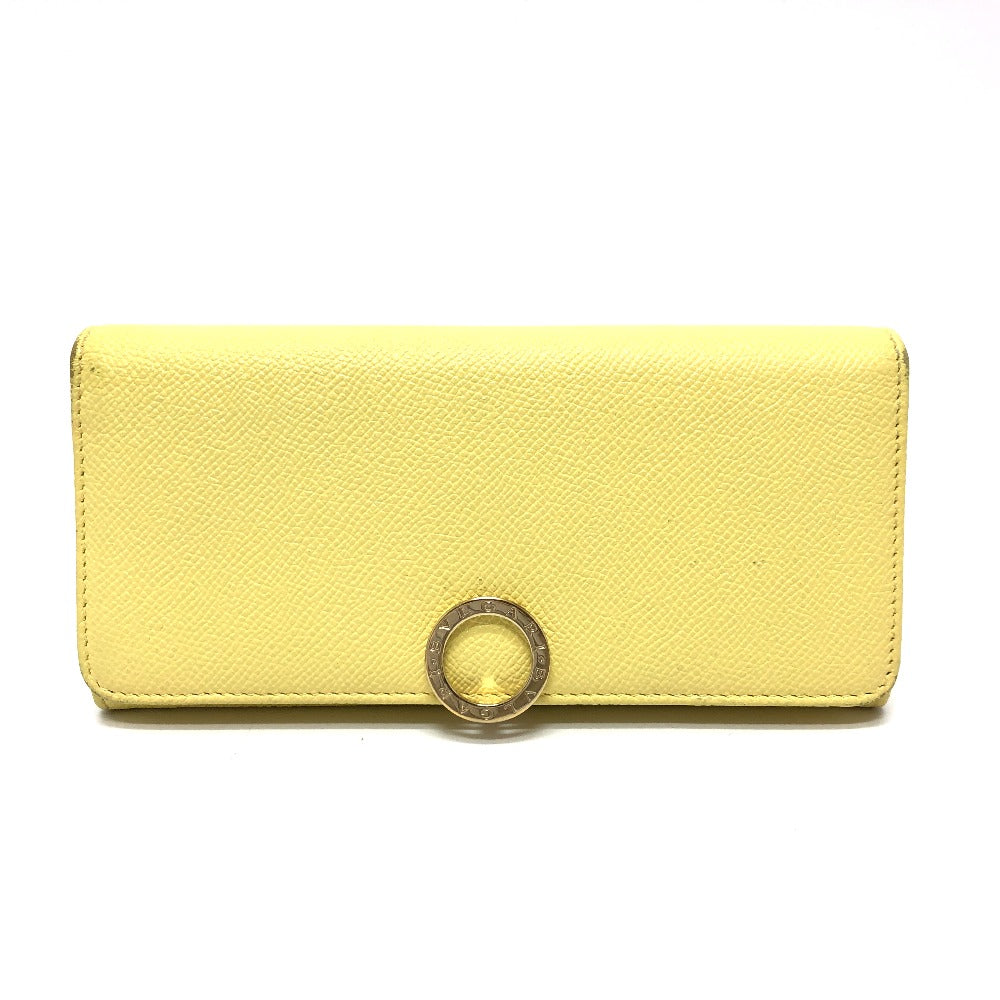BVLGARI Logo Clip Long Wallet, Bifold Wallet, Leather, Women's, Yellow