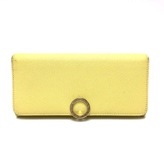BVLGARI Logo Clip Long Wallet, Bifold Wallet, Leather, Women's, Yellow