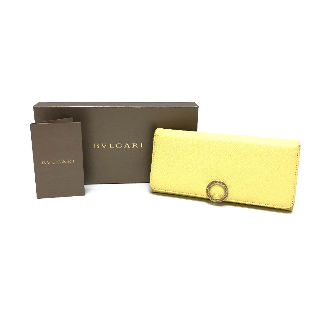 BVLGARI Logo Clip Long Wallet, Bifold Wallet, Leather, Women's, Yellow