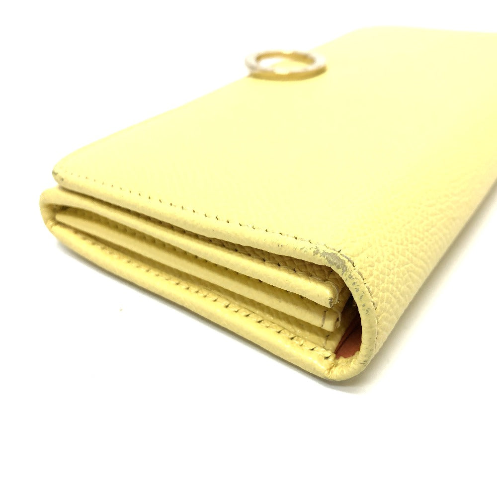 BVLGARI Logo Clip Long Wallet, Bifold Wallet, Leather, Women's, Yellow