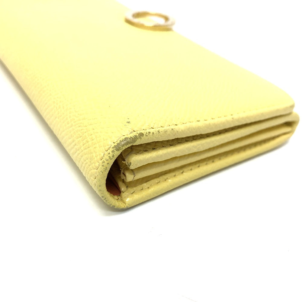 BVLGARI Logo Clip Long Wallet, Bifold Wallet, Leather, Women's, Yellow