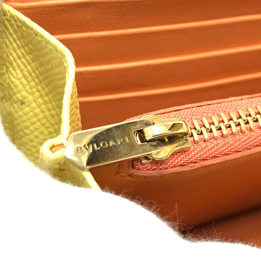 BVLGARI Logo Clip Long Wallet, Bifold Wallet, Leather, Women's, Yellow