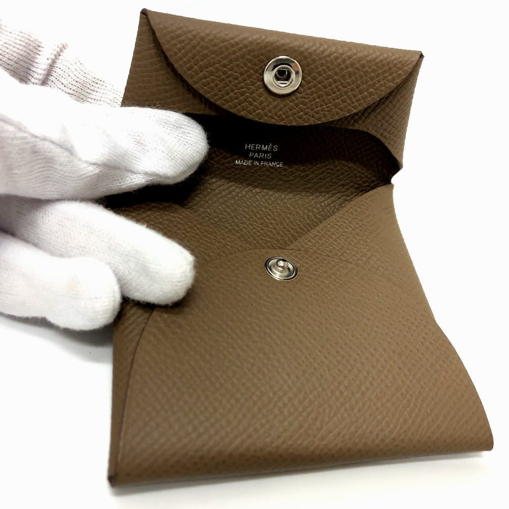 HERMES バスティア 小銭入れ 財布 コインケース ヴォーエプソン レディース エトゥープ ブラウン