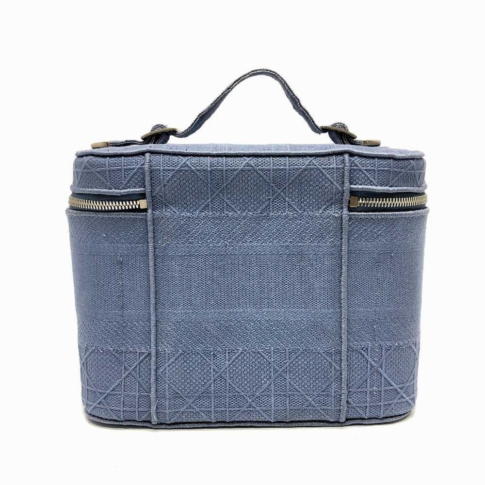 Dior Cannage Embroidered Vanity Bag, Canvas, Women's, Blue