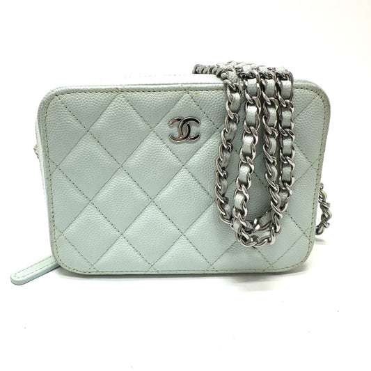 CHANEL AP2426 CC ココマーク マトラッセ カメラバッグ チェーンバッグ ポシェット カバン ショルダーバッグ キャビアスキン レディース ブルー