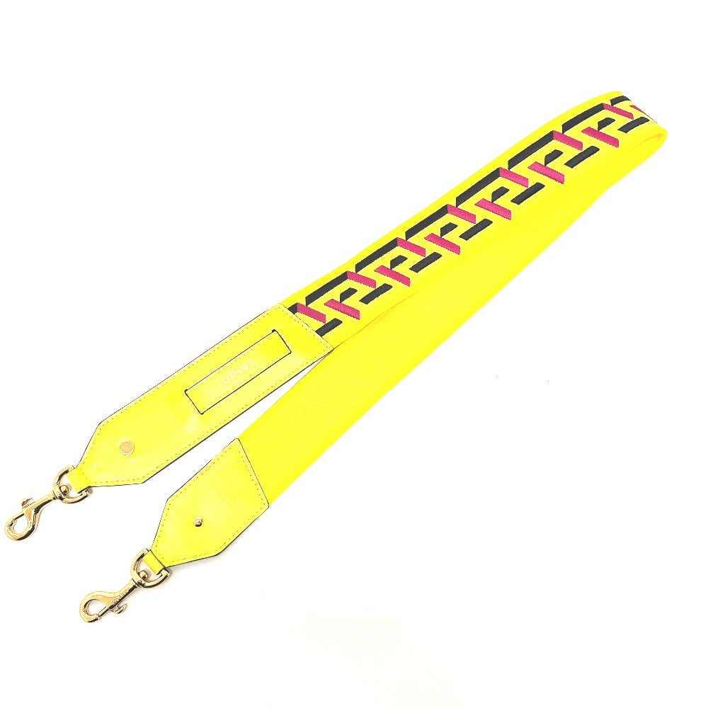 VERSACE 1002526 Greca Signature Shoulder Strap Canvas/Leather Women's Yellow