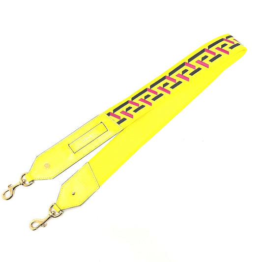 VERSACE 1002526 Greca Signature Shoulder Strap Canvas/Leather Women's Yellow