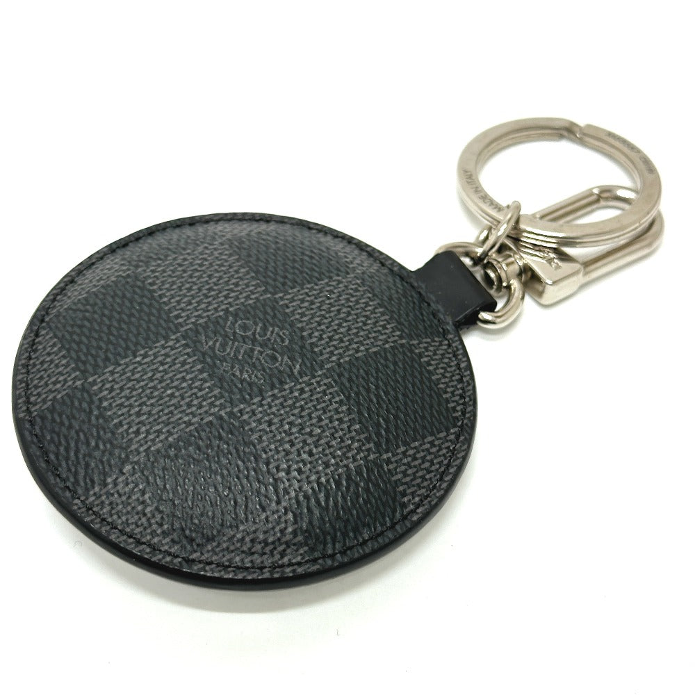 LOUIS VUITTON M68667 Damier Graphite Porte-Clés Paddit Window Rose Key Ring Keychain in Damier Graphite Canvas, Men's, White/Black