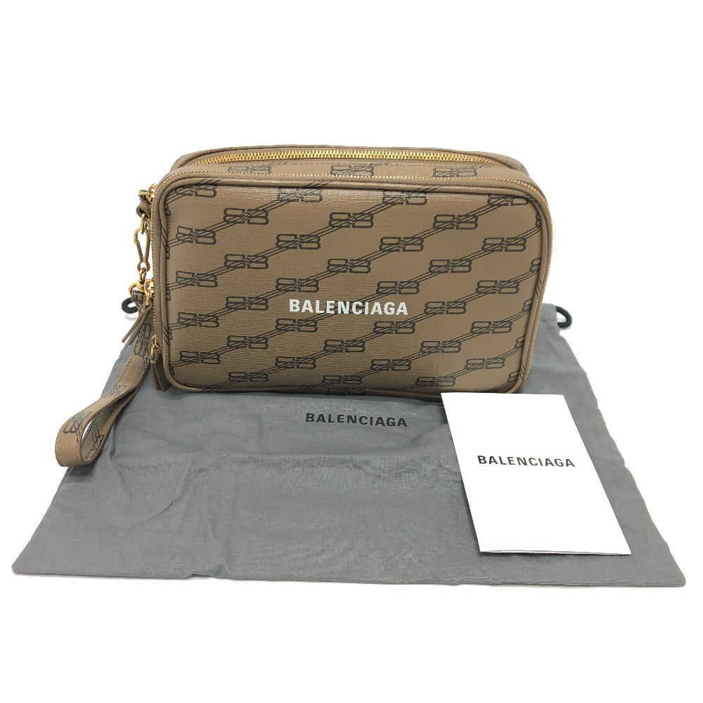 BALENCIAGA 644432 Logo Everyday Pochette Bag, Second Bag, Clutch Bag, Leather, Women's, Brown