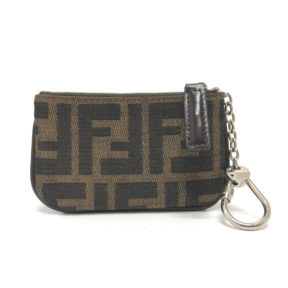 FENDI Zucca Wallet with Coin Purse and Key Ring, Canvas, Brown, Women's