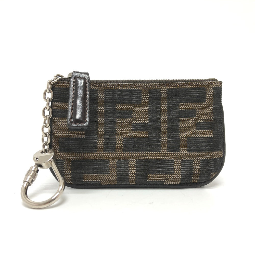 FENDI Zucca Wallet with Coin Purse and Key Ring, Canvas, Brown, Women's