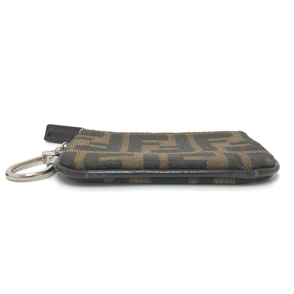 FENDI Zucca Wallet with Coin Purse and Key Ring, Canvas, Brown, Women's