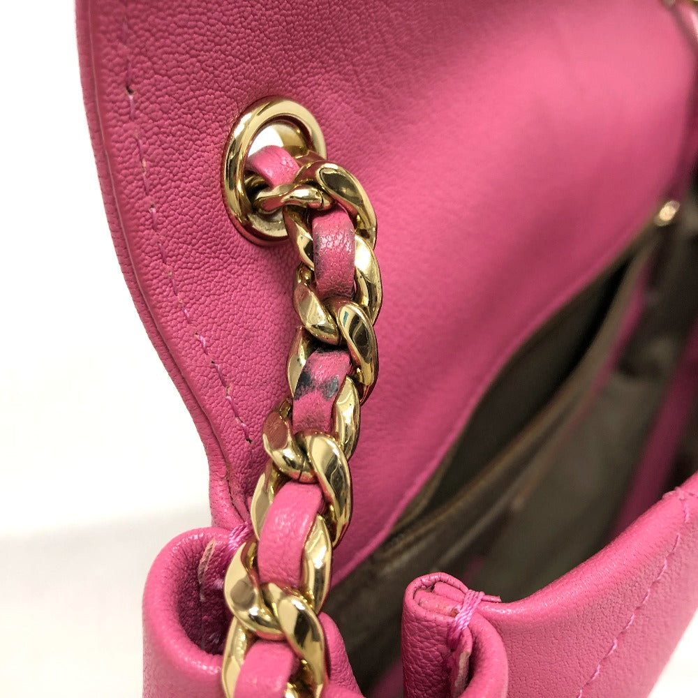 CHANEL AS0138 CC Coco Mark Edge Chain Crossbody Bag, Chain Bag, Shoulder Bag, Calfskin, Pink