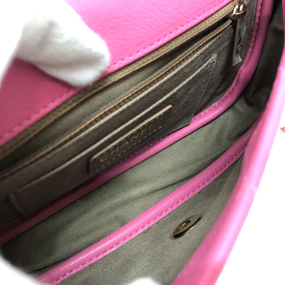 CHANEL AS0138 CC Coco Mark Edge Chain Crossbody Bag, Chain Bag, Shoulder Bag, Calfskin, Pink