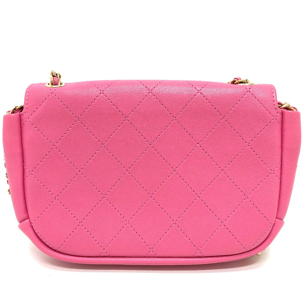 CHANEL AS0138 CC Coco Mark Edge Chain Crossbody Bag, Chain Bag, Shoulder Bag, Calfskin, Pink