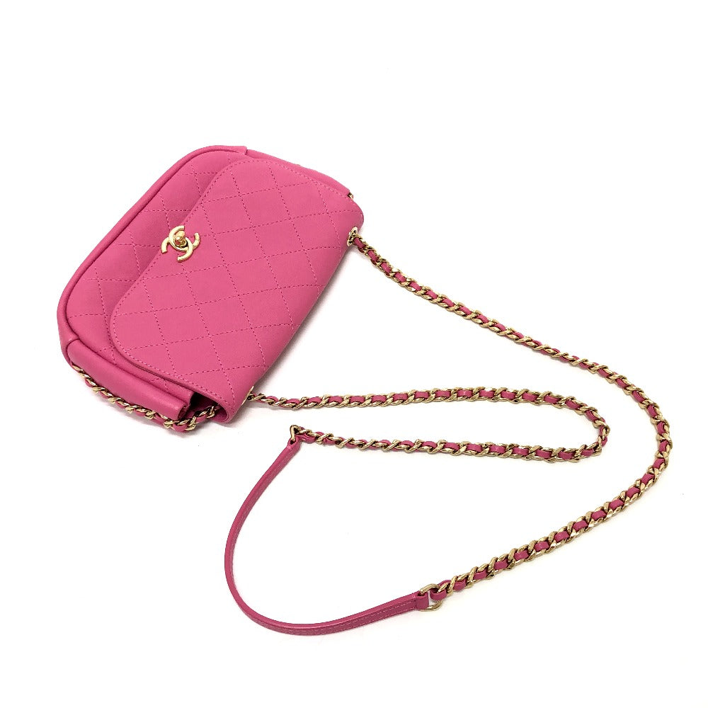 CHANEL AS0138 CC Coco Mark Edge Chain Crossbody Bag, Chain Bag, Shoulder Bag, Calfskin, Pink