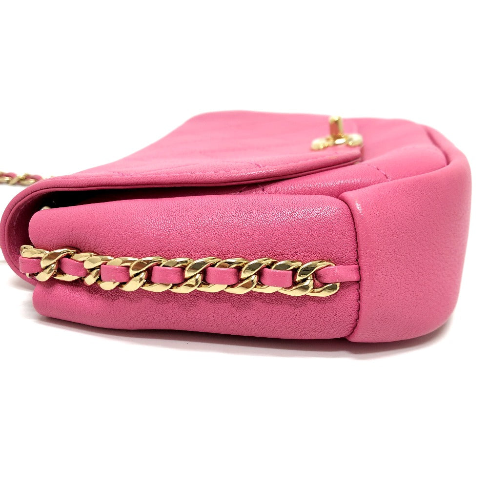CHANEL AS0138 CC Coco Mark Edge Chain Crossbody Bag, Chain Bag, Shoulder Bag, Calfskin, Pink