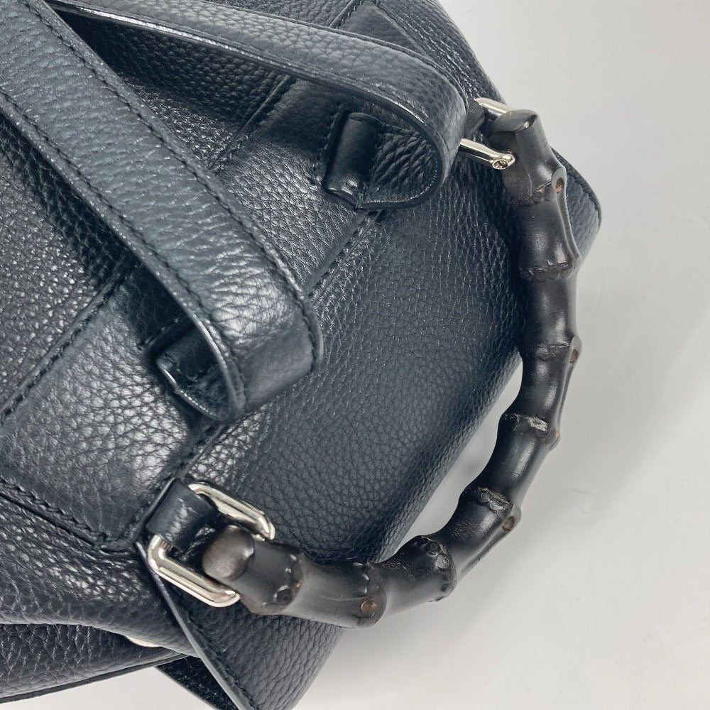 GUCCI 370833 Bamboo Backpack with Fringe and Tassel, Leather, Women's, Black