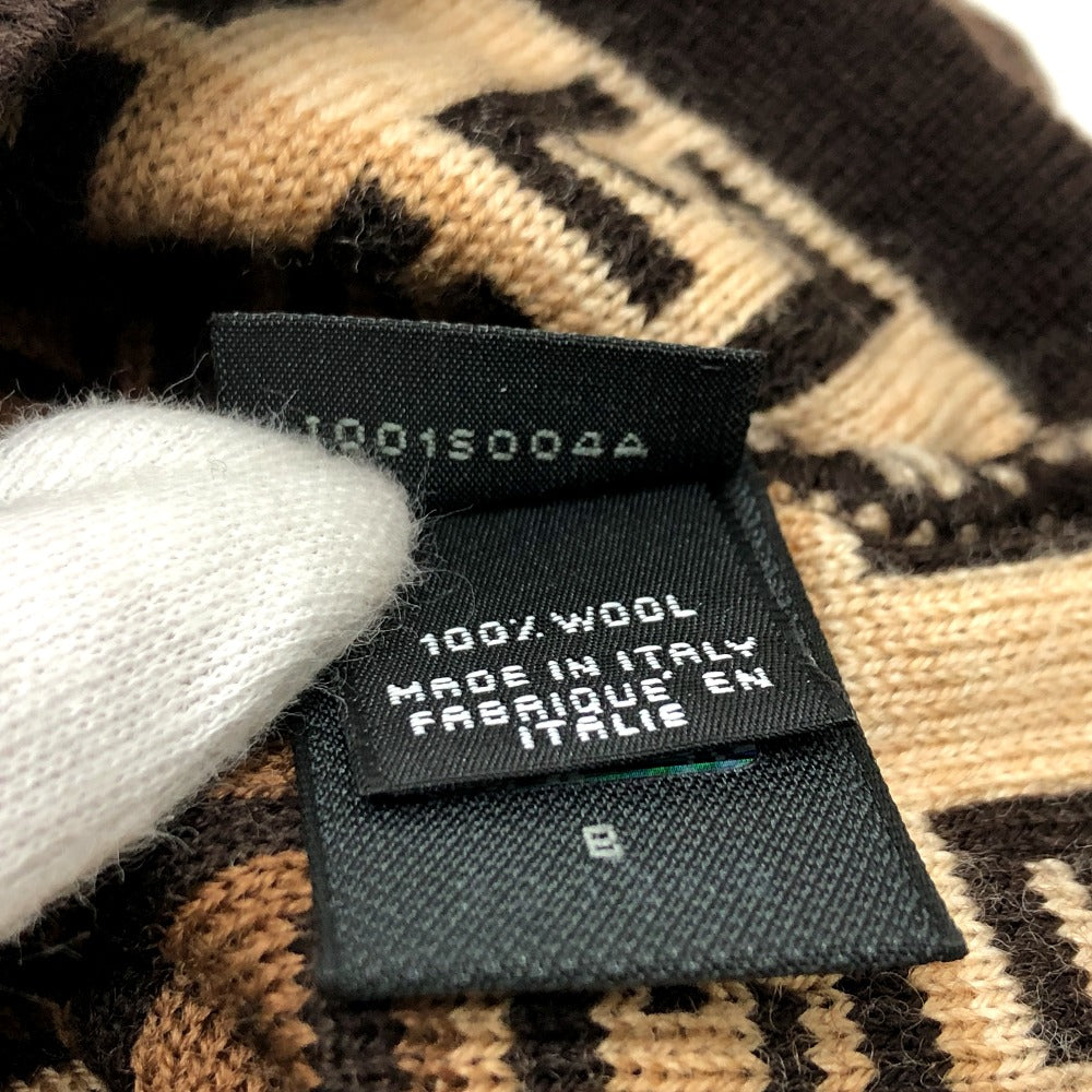 FENDI Zucchino Zucca Wool Knit Hat, Women's, Brown