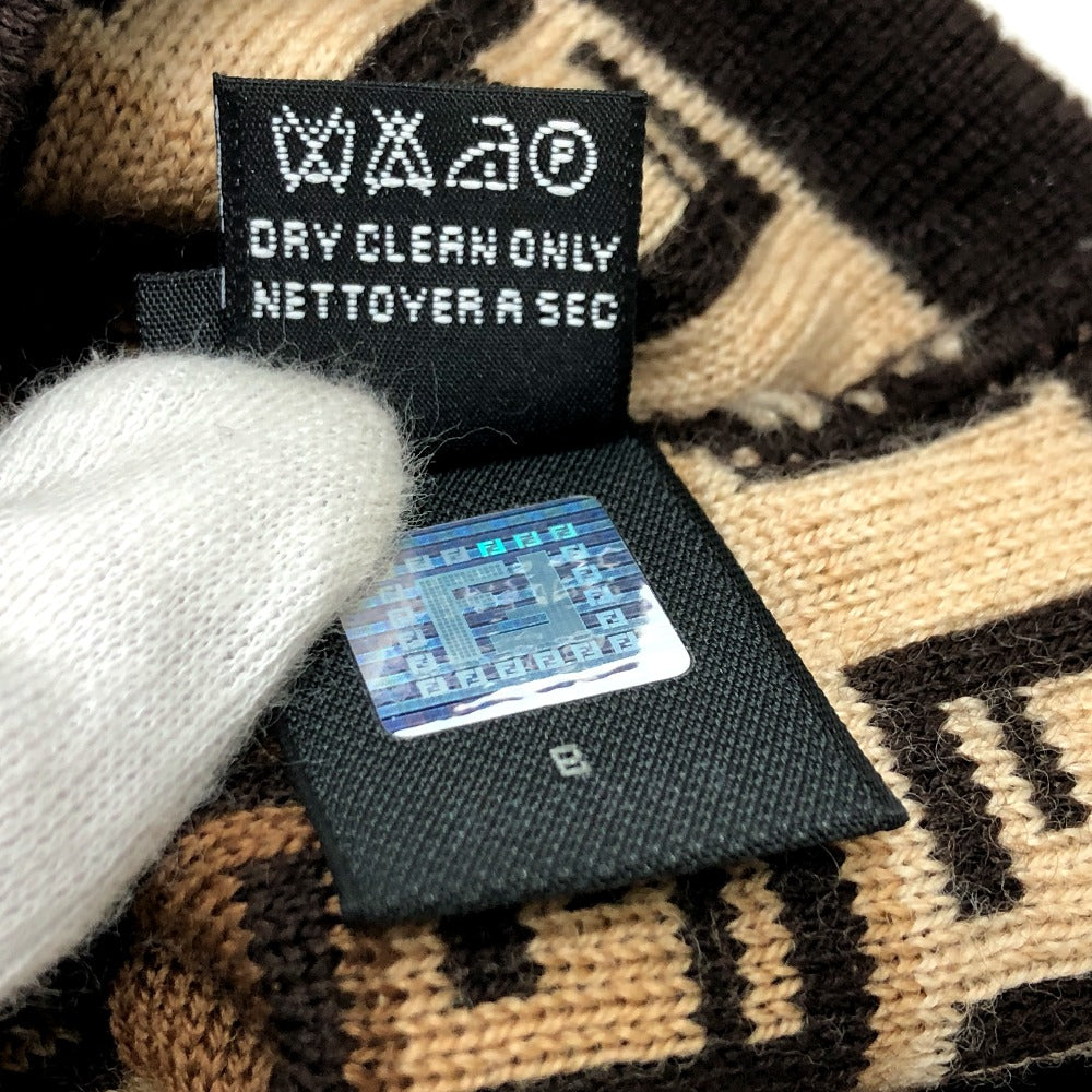 FENDI Zucchino Zucca Wool Knit Hat, Women's, Brown