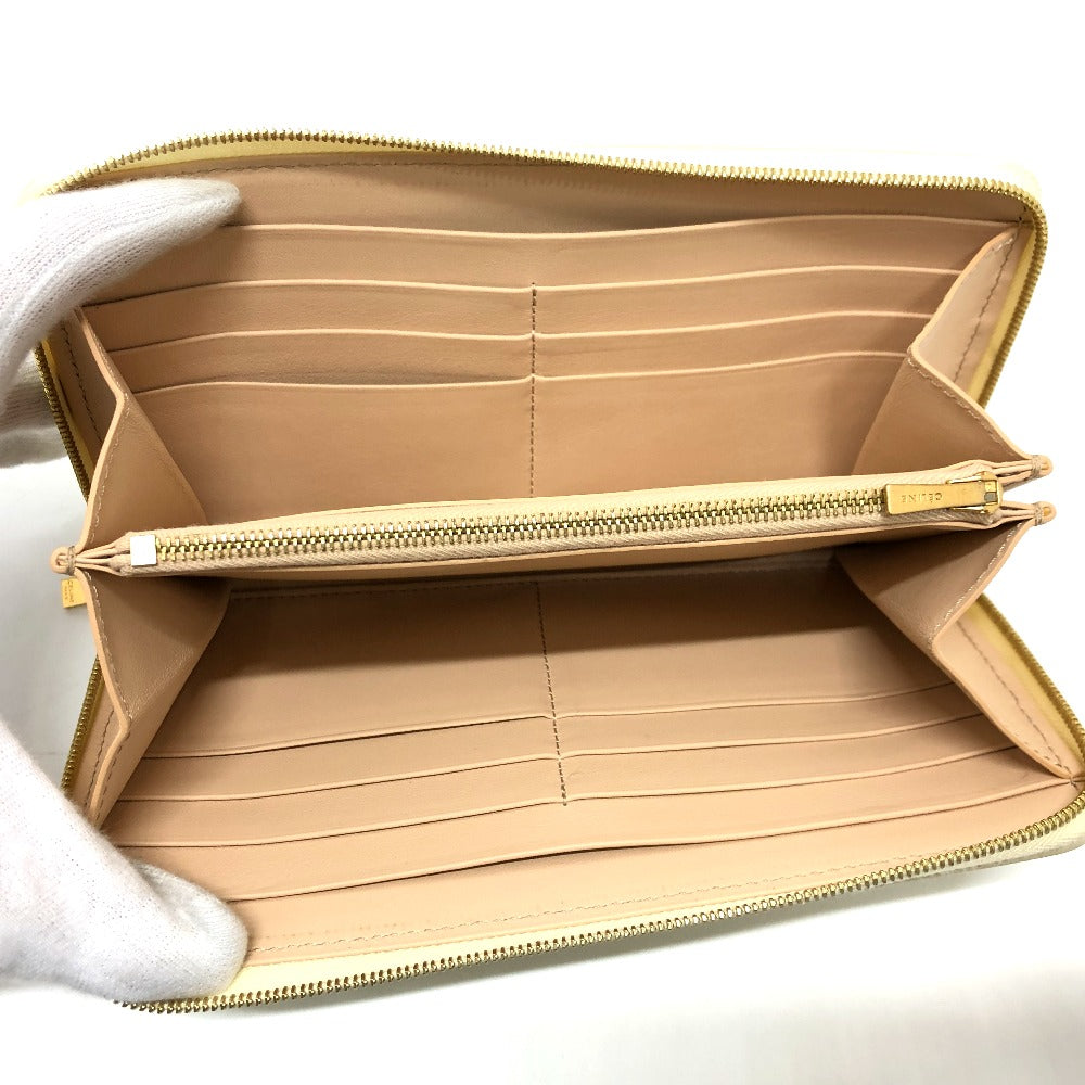 CELINE Long Wallet, Round Zipper, Leather, Women's, Beige