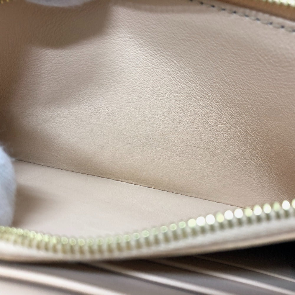 CELINE Long Wallet, Round Zipper, Leather, Women's, Beige