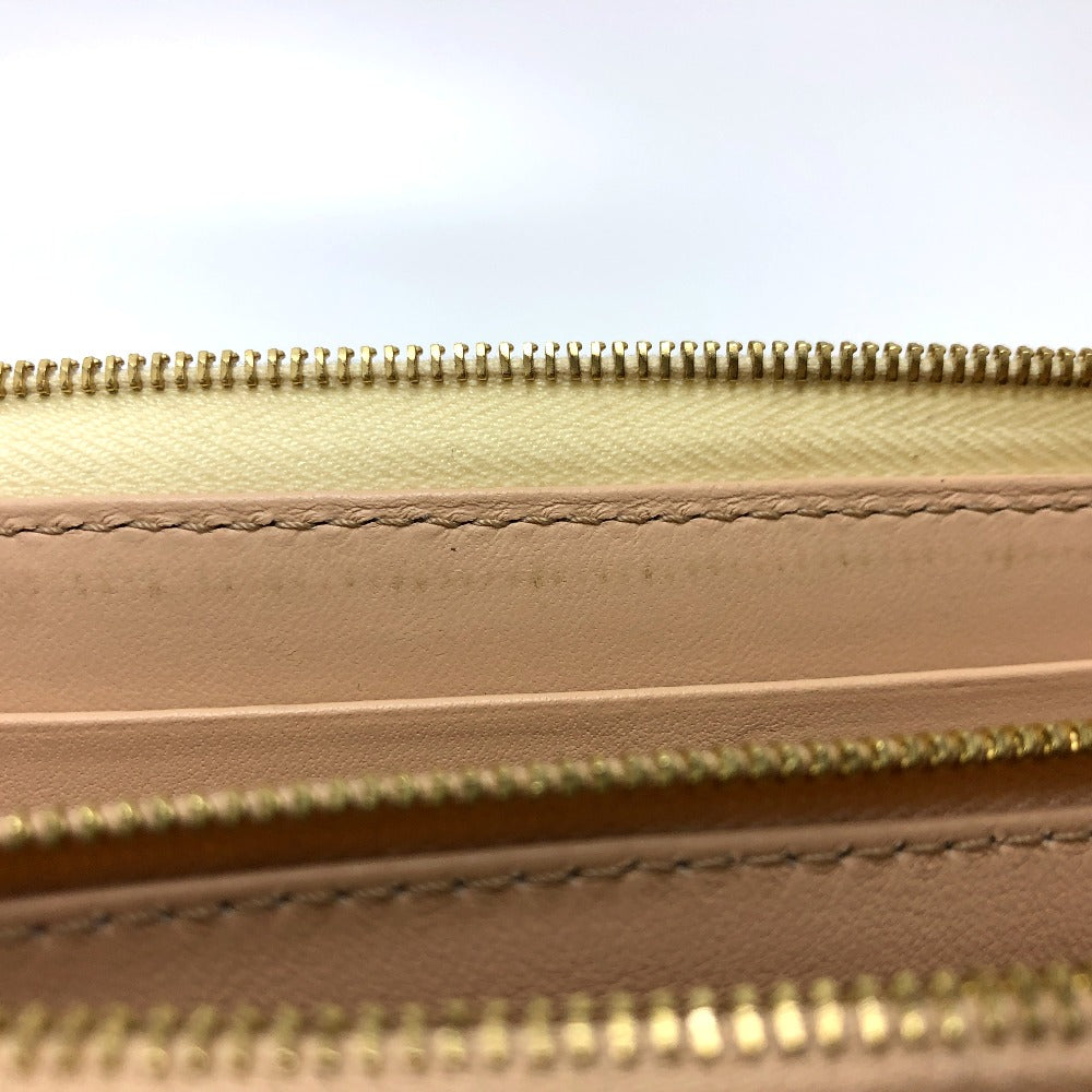 CELINE Long Wallet, Round Zipper, Leather, Women's, Beige