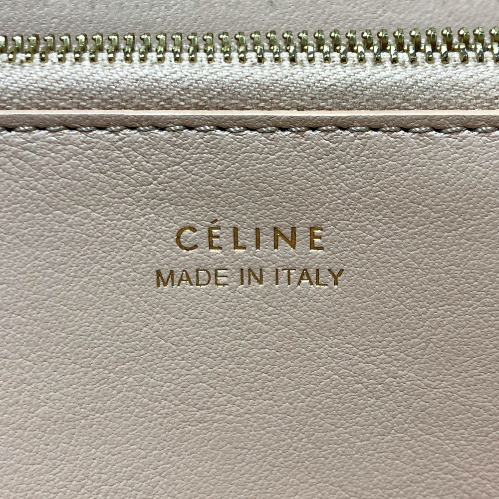 CELINE Long Wallet, Round Zipper, Leather, Women's, Beige