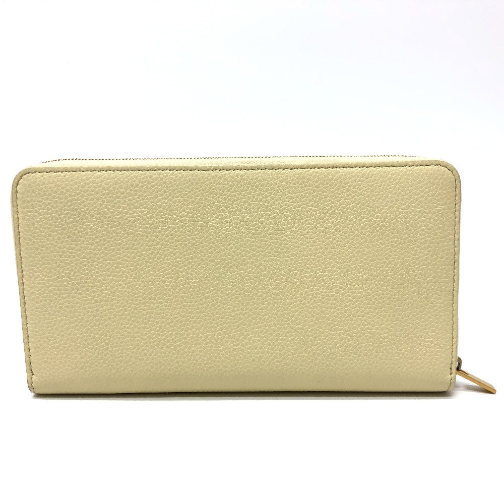 CELINE Long Wallet, Round Zipper, Leather, Women's, Beige