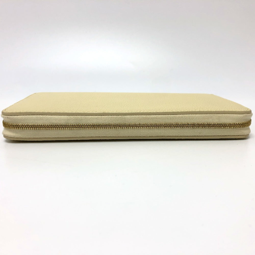 CELINE Long Wallet, Round Zipper, Leather, Women's, Beige