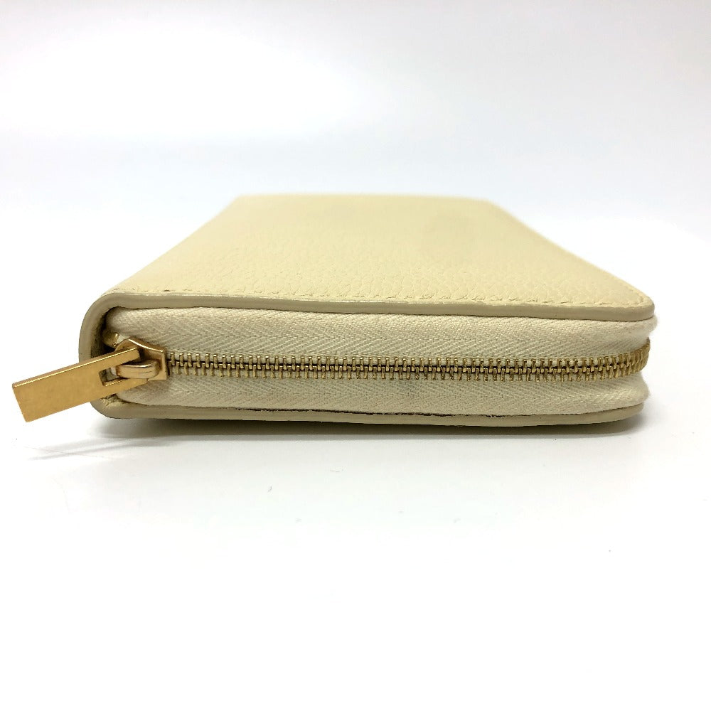 CELINE Long Wallet, Round Zipper, Leather, Women's, Beige