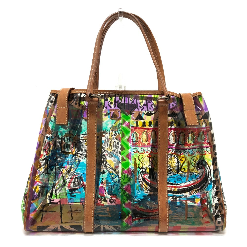 PRADA BR2515 Venezia Print Tote Bag in Vinyl and Leather, Multicolor