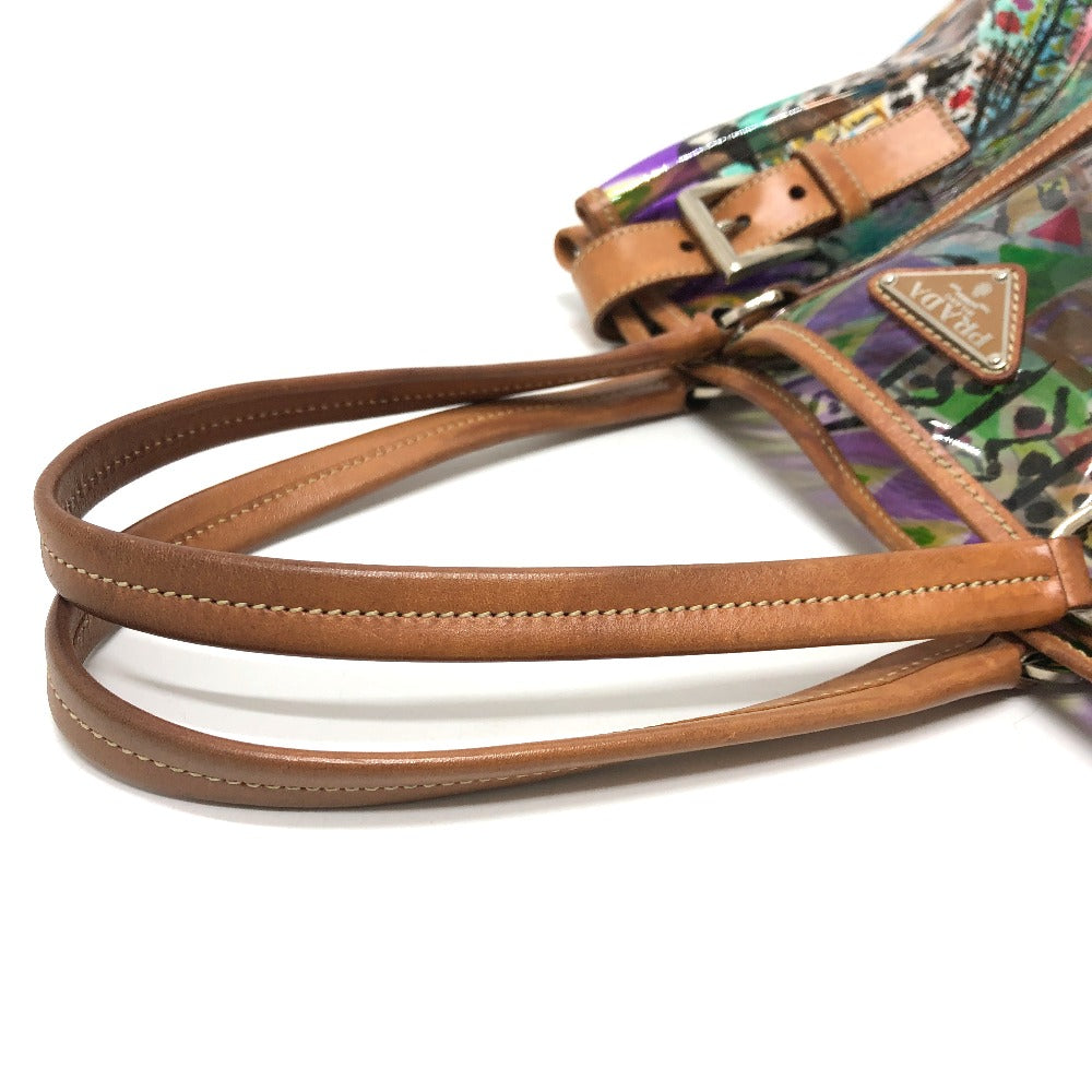 PRADA BR2515 Venezia Print Tote Bag in Vinyl and Leather, Multicolor