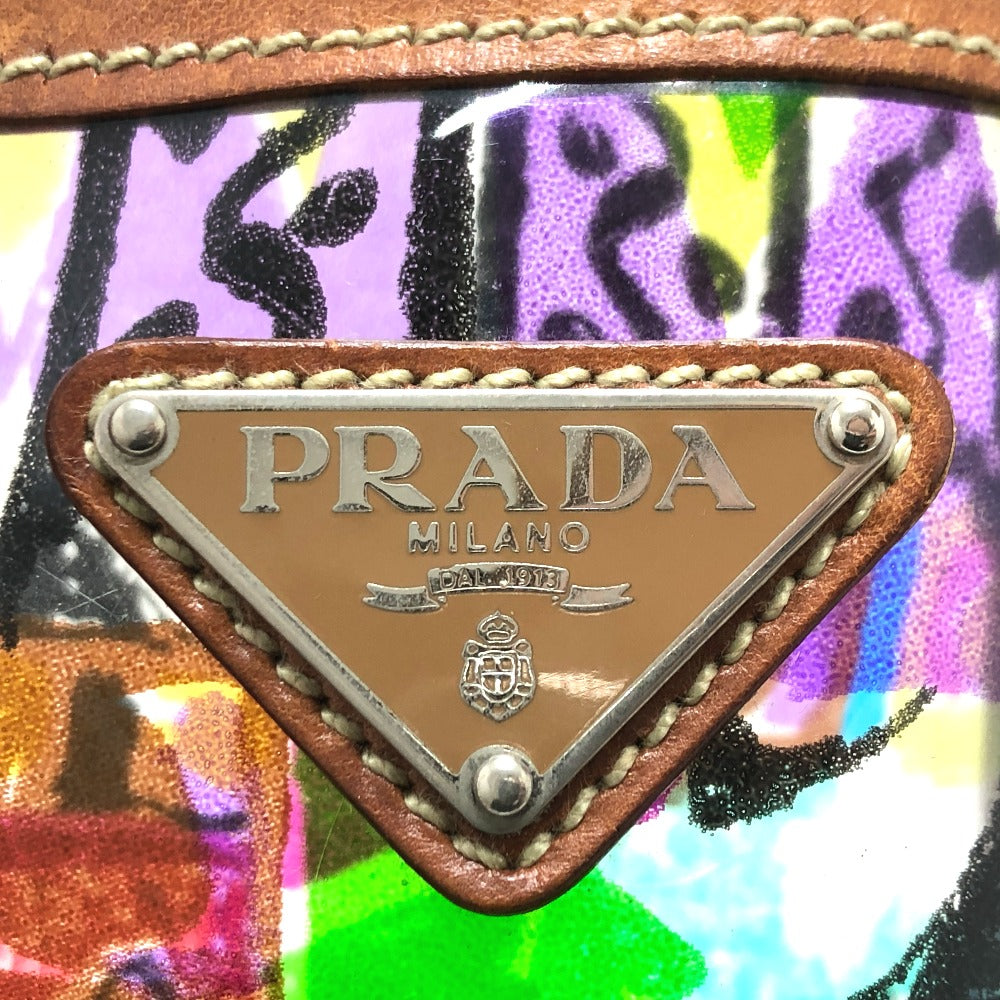 PRADA BR2515 Venezia Print Tote Bag in Vinyl and Leather, Multicolor