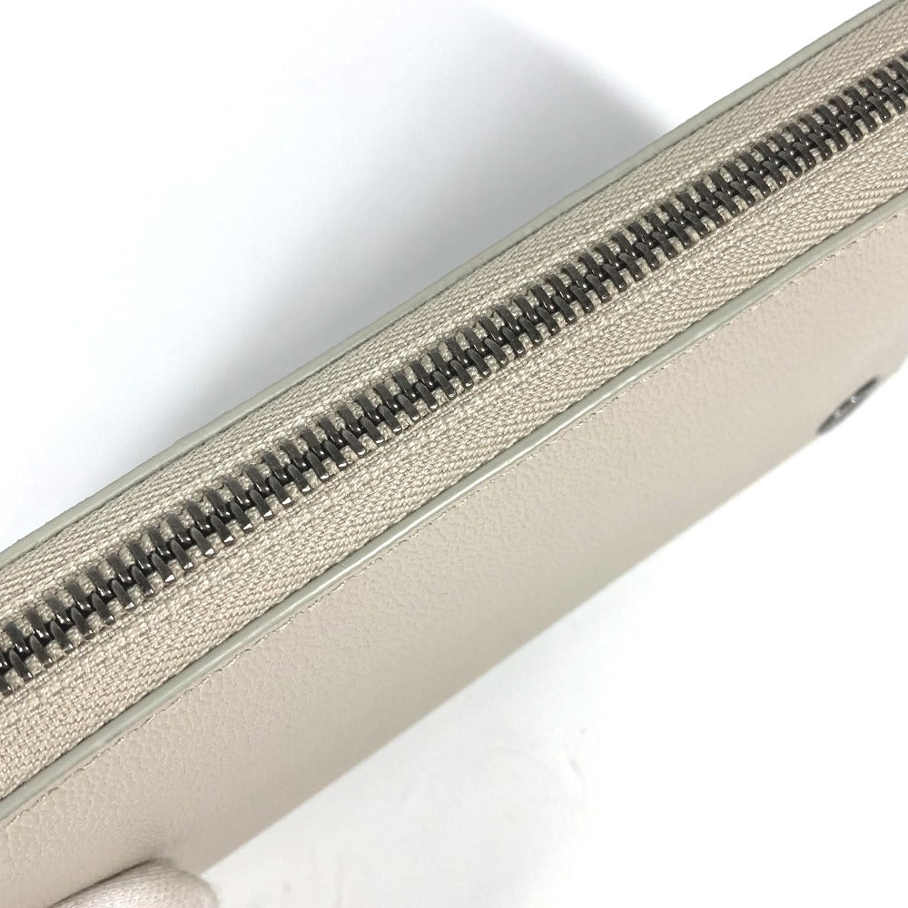 BVLGARI Long Wallet, Bvlgari Bvlgari Logo, Round Zipper, Leather, Women's, Ivory