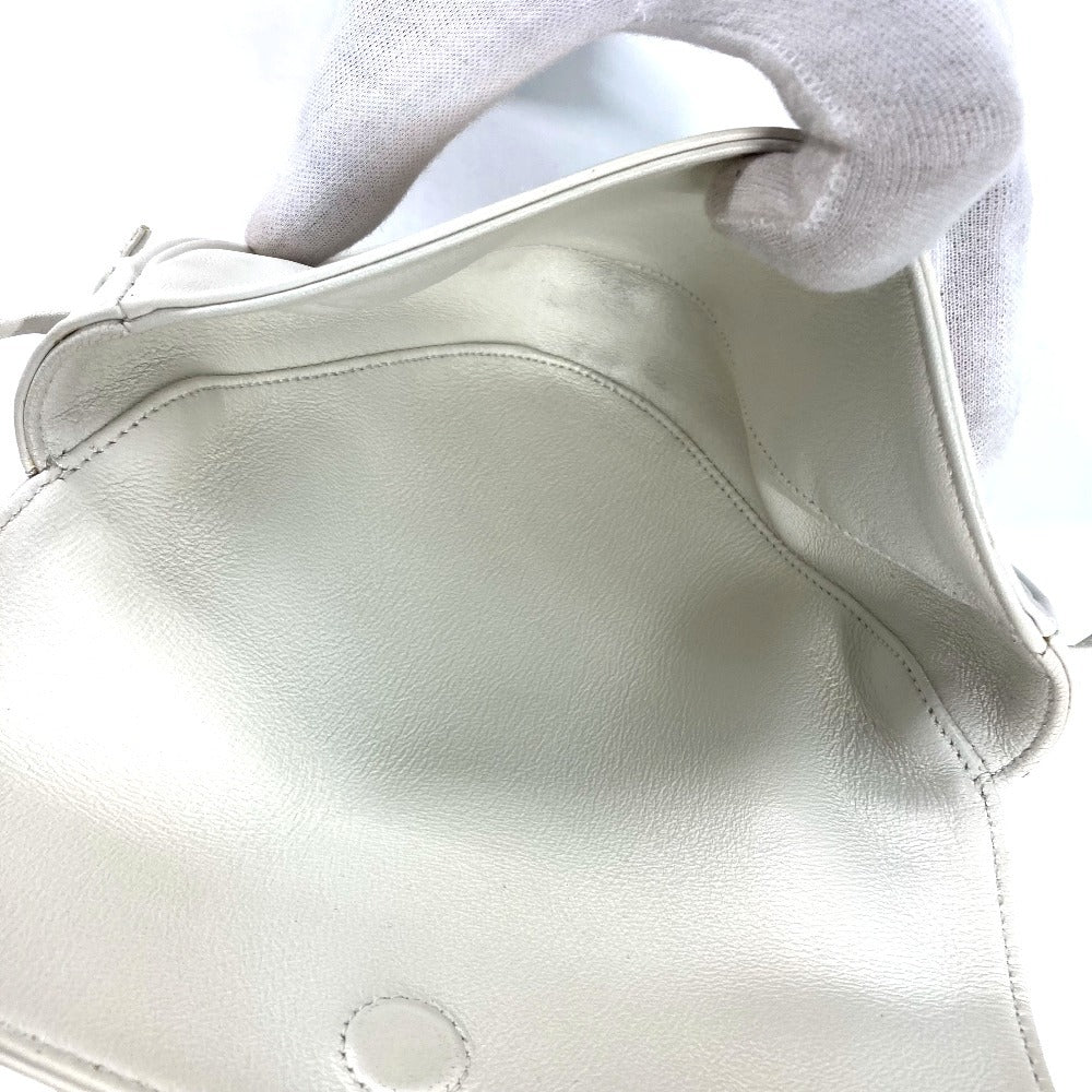 Triangle logo crossbody pochette shoulder bag in white leather for women