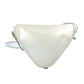 Triangle logo crossbody pochette shoulder bag in white leather for women